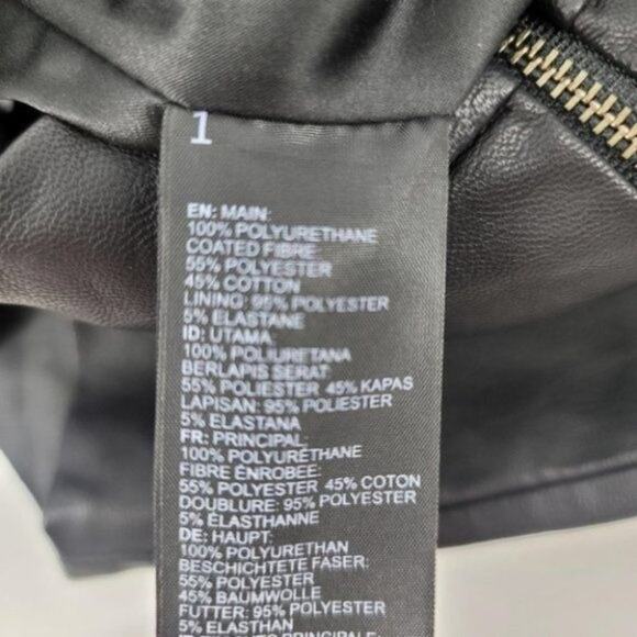 Bardot Milano Faux Leather Black Figure Hugging Peplum Edge Midi Skirt Size 4 - Picture 4 of 6